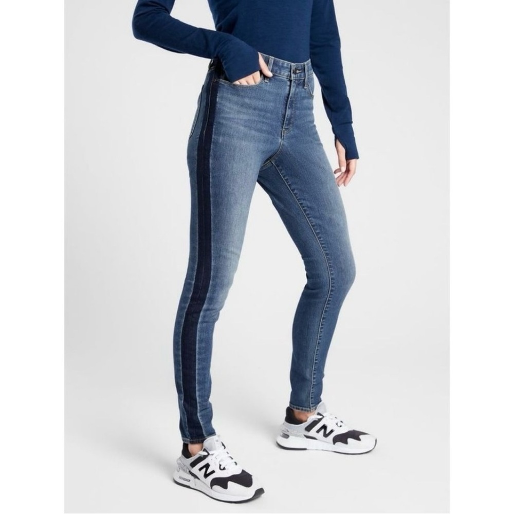 Athleta Sculptek Ultra Skinny Indigo Tuxedo Wash Jeans Size 6